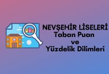 Nevşehir Lise Taban Puanları, Nevşehir Lise Yüzdelik Dilimleri